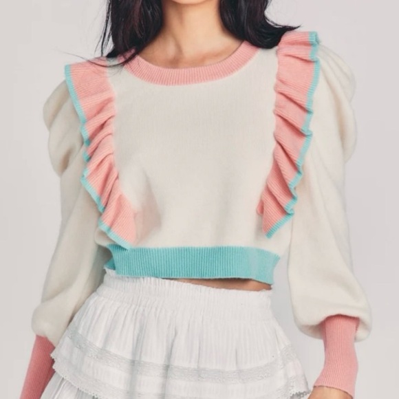 LoveShackFancy Sweaters - LoveShackFancy Greece Ruffle cashmere-Wool Sweater Medium